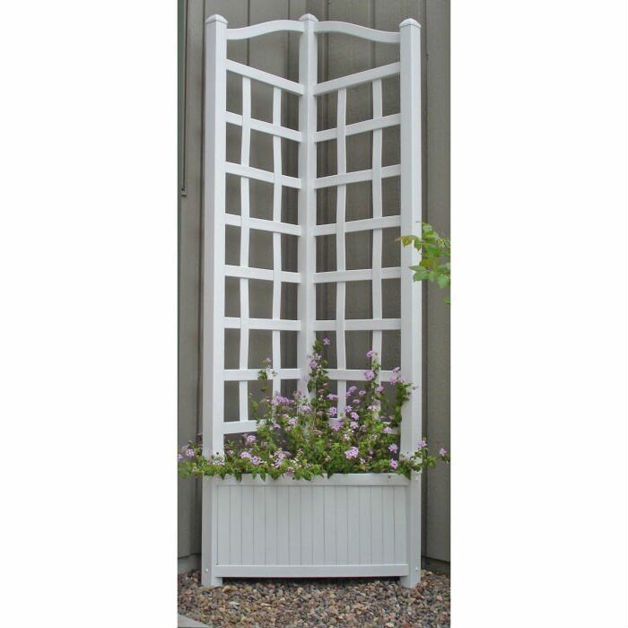Shop 5 5 Foot White Outdoor Vinyl Corner Planter With Trellis