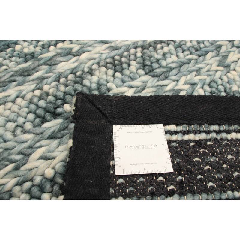 ECARPETGALLERY Braid weave Sienna Teal Wool Rug - 5'0 x 6'11
