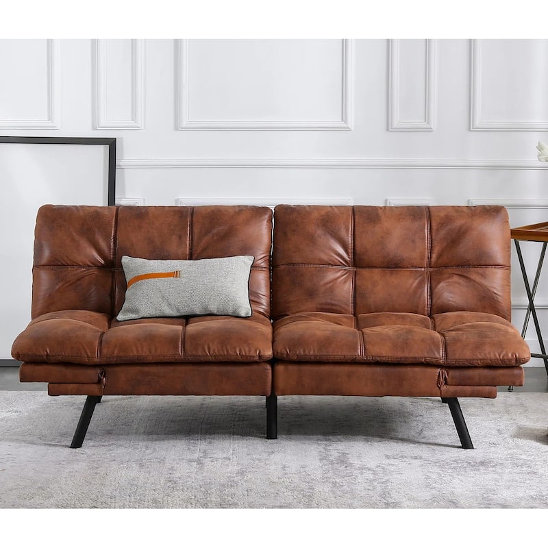 Futon Couch Sofa Bed, Faux Leather Sleeper Futons Convertible Loveseat