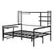 preview thumbnail 13 of 34, Metal Daybed with Movable Desk, Metal Slat Support Bed Frame Metal Grid, Shelves and Clothes Hanger
