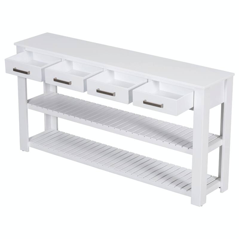 Stylish Entryway Console Table with 4 Drawers and 2 Shelves