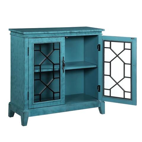 Farati Sideboard and Buffets Cabinet with Iron Framed Glass Doors,Adjustable Shelf