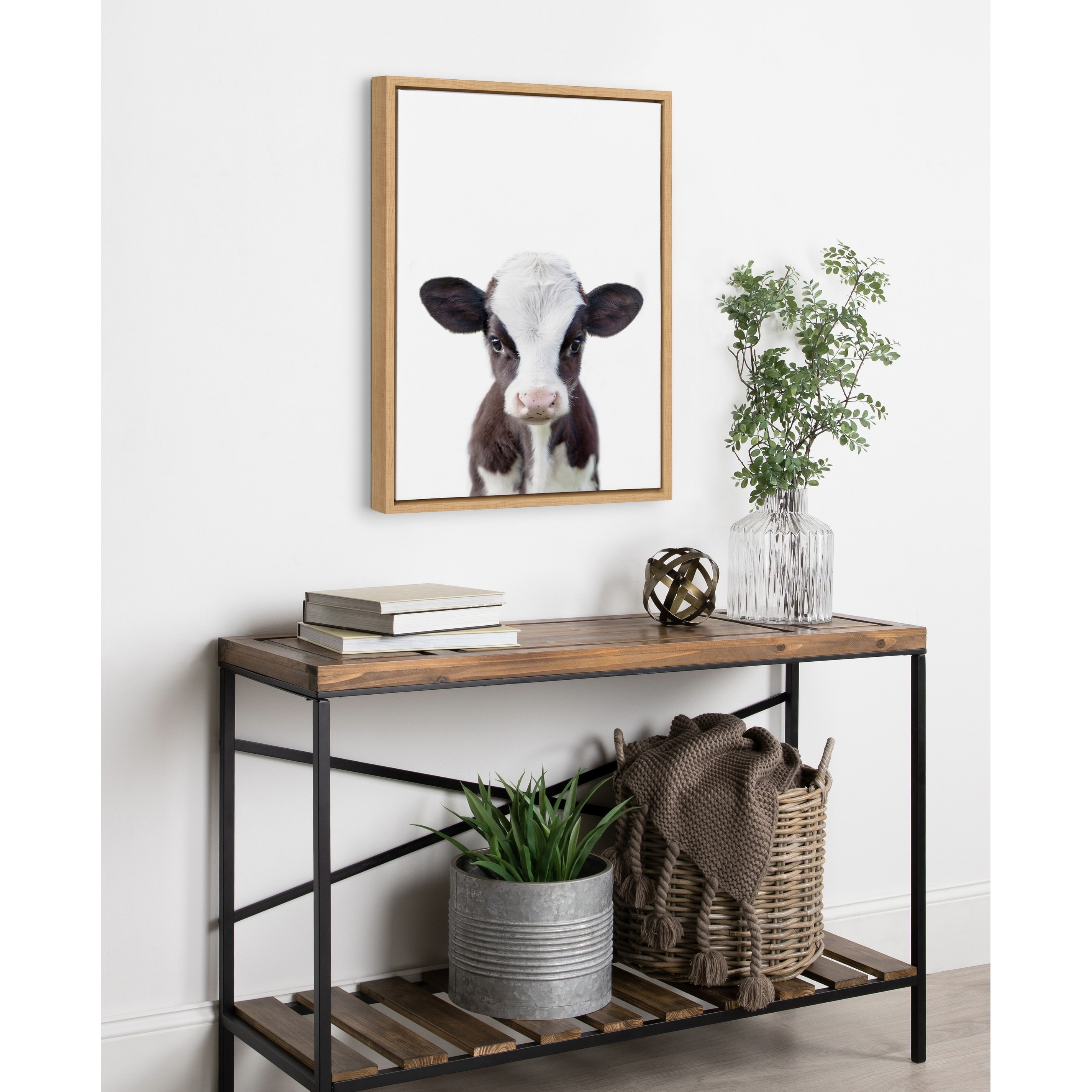 Kate and Laurel Sylvie Baby Cow Portrait Framed Canvas by Amy Peterson On  Sale Bed Bath  Beyond 29147087