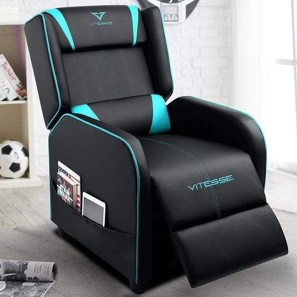 Reclining Gaming Chair Devoko Massage Gaming Recliner Chair, PU