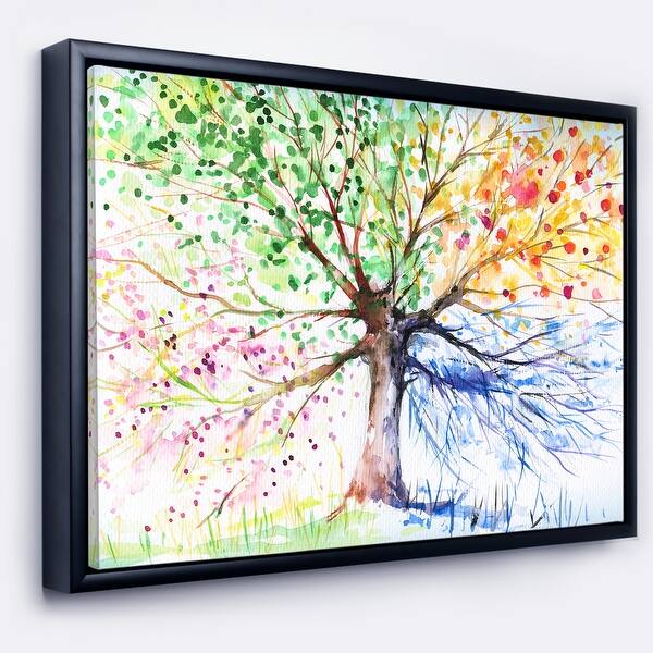 Shop Designart Four Seasons Tree Floral Art Framed Canvas Print