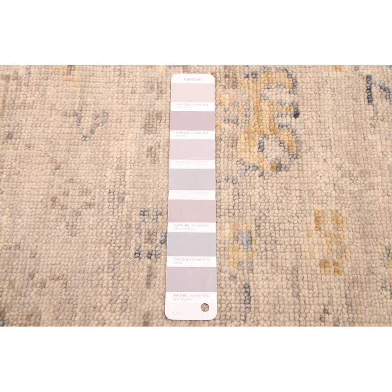 ECARPETGALLERY Hand-knotted Modern Oushak Light Grey Wool Rug - 7'10 x 9'7