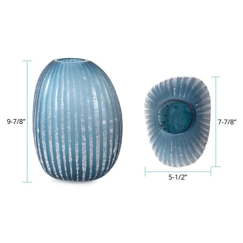 Allan Andrews Contemporary Asymmetrical Matte Blue & Silver Glass Vase Collection