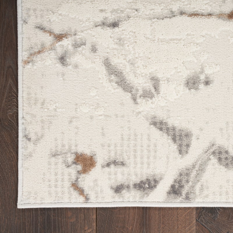 Nourison Elation Contemporary Abstract Ivory Grey Area Rug