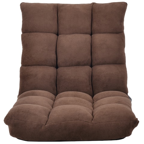 Fabric Upholstered Folding Lazy Sofa Chair Adjustable Floor Sofa Chair Espresso