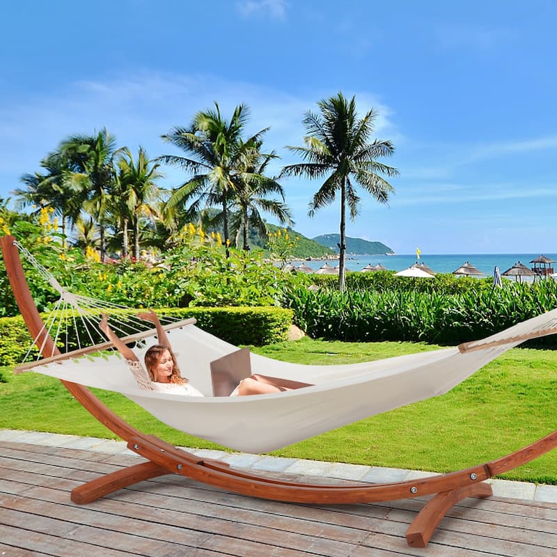 AVAWING 12FT Patio Single Hammock with Stand - 142.5"