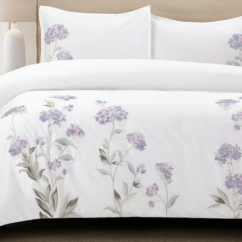Broderie ensemble housse de couette Collection Hydrangea Embroidery Duvet Set Violet