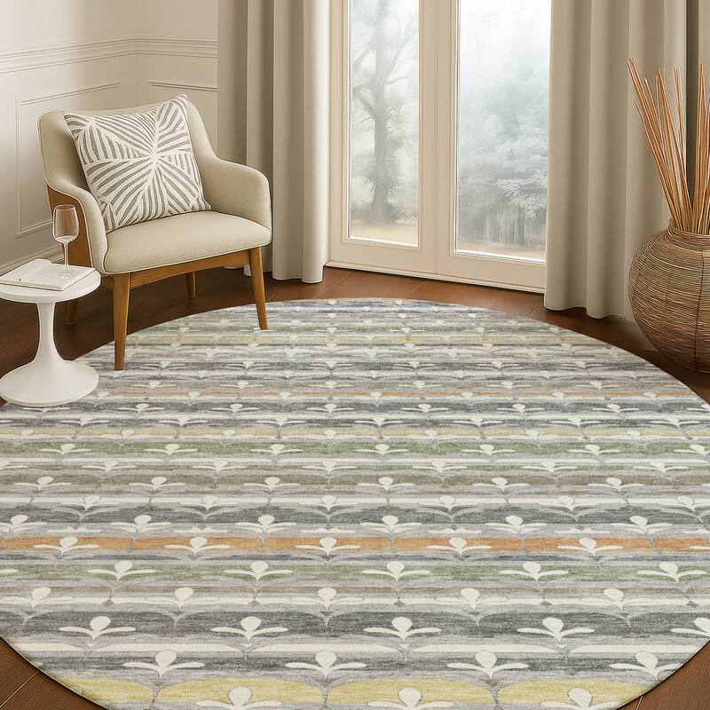 Machine Washable Indoor/ Outdoor Stripe Bramlage Chantille Rug