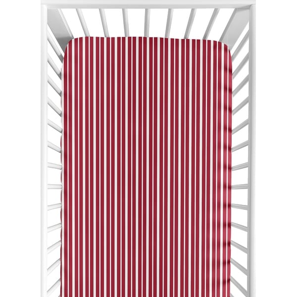 Sweet JoJo Designs Vintage Aviator Red Stripe Fitted Crib Sheet. Opens flyout.