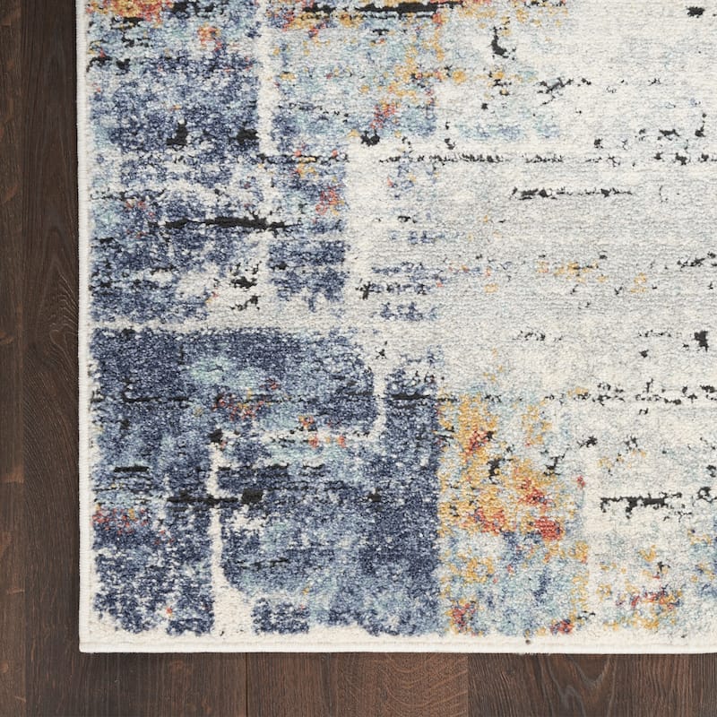 Nourison Motion Indoor only Blue Abstract Area Rug - 5' 3" x 7'
