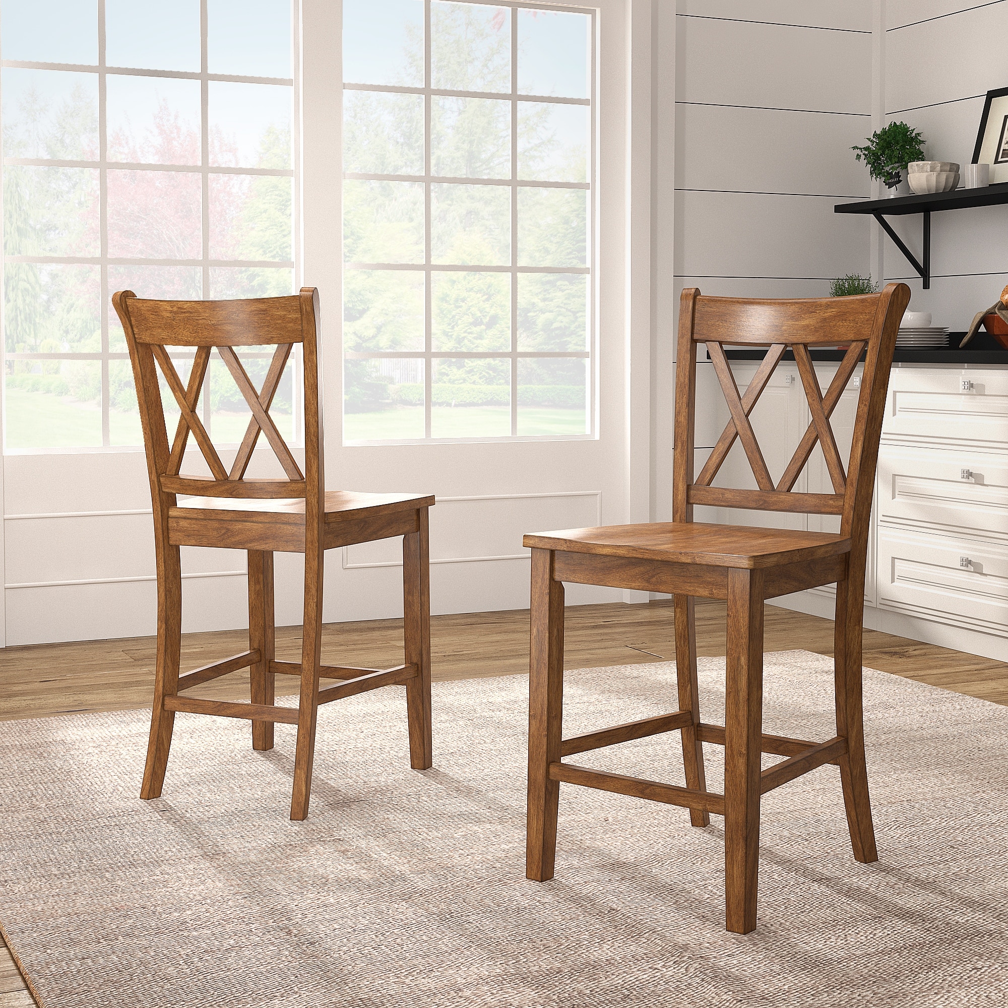 Ronda Double X-Back Counter Height Chairs (Set of 2) - On Sale
