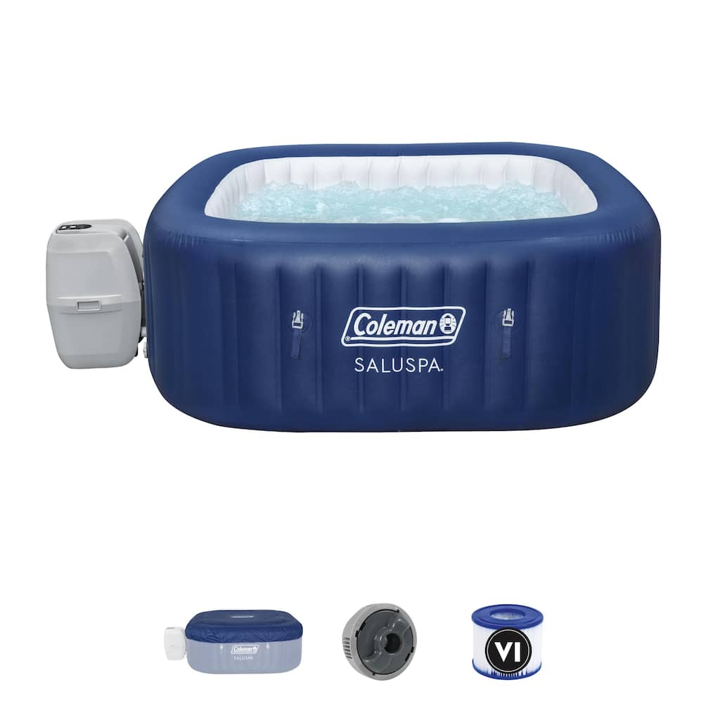 Coleman SaluSpa Atlantis AirJet Inflatable Hot Tub with 140 Soothing Jets, Blue - 71in. X 71in. X 28in.