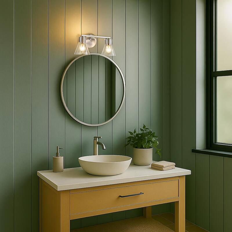 Gianna 2 Light Vanity Brushed Nickel Finish Clear Glass - Brushed Nickel