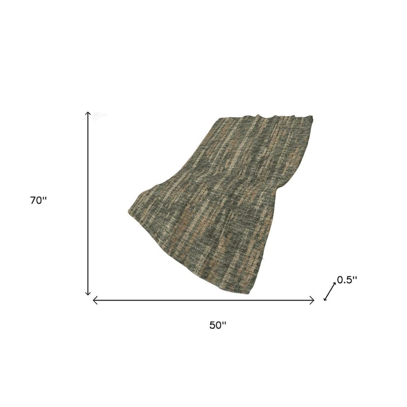 HomeRoots 50" X 70" Green And Wheat Abstract Polyester Woven Plush Throw Blanket