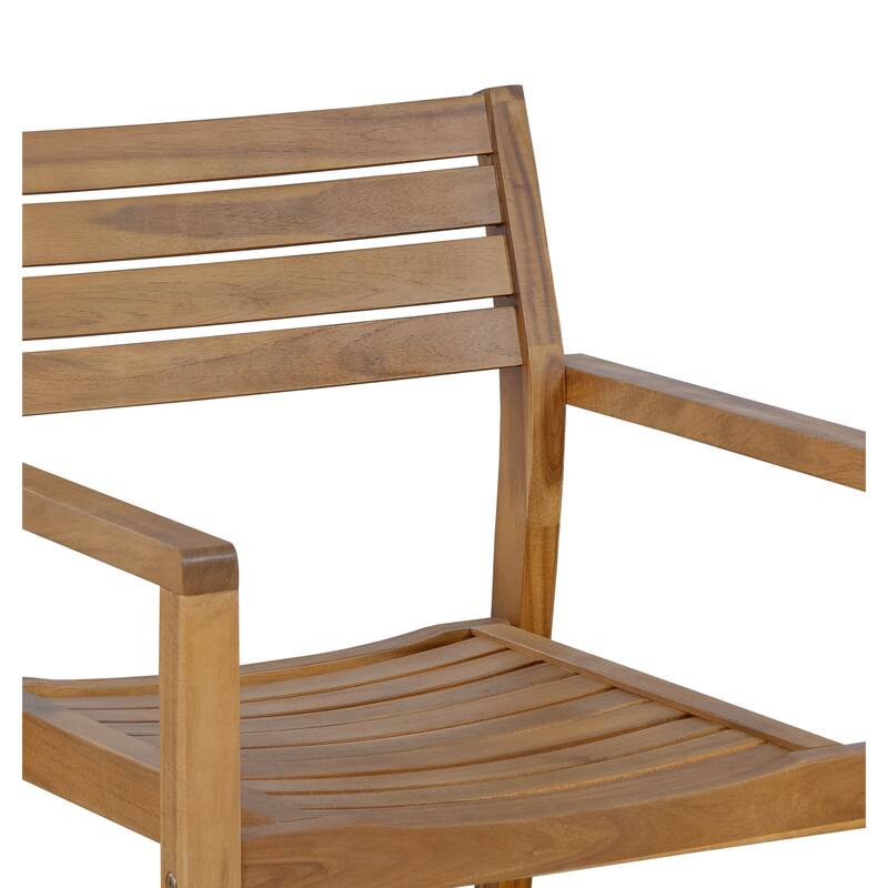 5-Piece Outdoor Acacia Wood Dining Set with Rectangular Table and Umbrella Hole for Family Gatherings