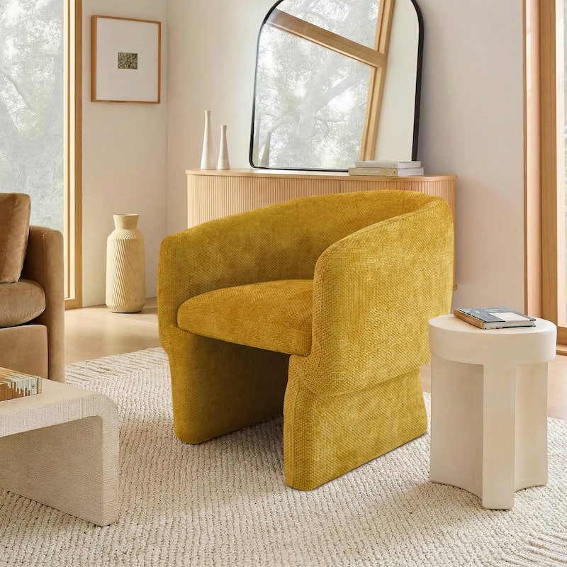 Warren Scandinavian & Mid-Century Modern Style Lounge Chair with Plush Chenille Comfort