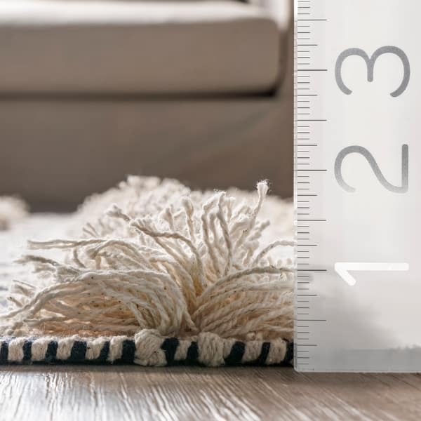 Nuloom Boho Ivory Handmade Casual Lavish Diamond Overstriped Area Rug