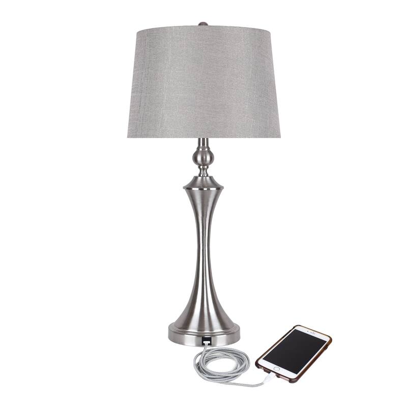 Flint 30.75" Metal Table Lamp with USB (Set of 2)