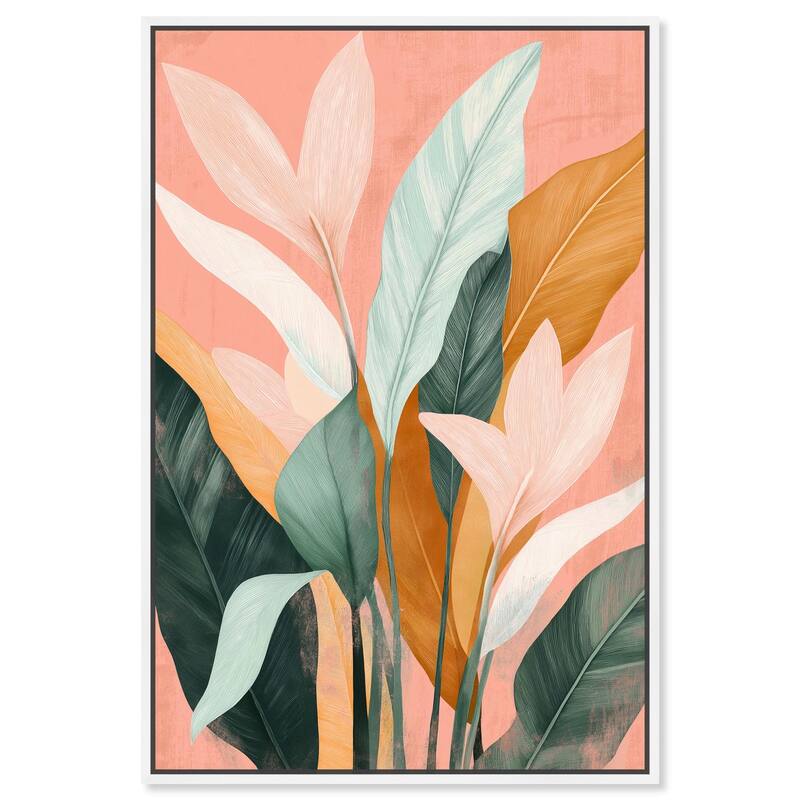Peach and Palm Canvas by Art Remedy - White - 30" x 45"
