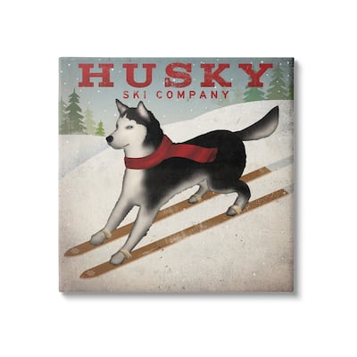 Stupell Husky Ski Company Winter Slopes Dog Stretched Canvas Wall Art, Design by Ryan Fowler