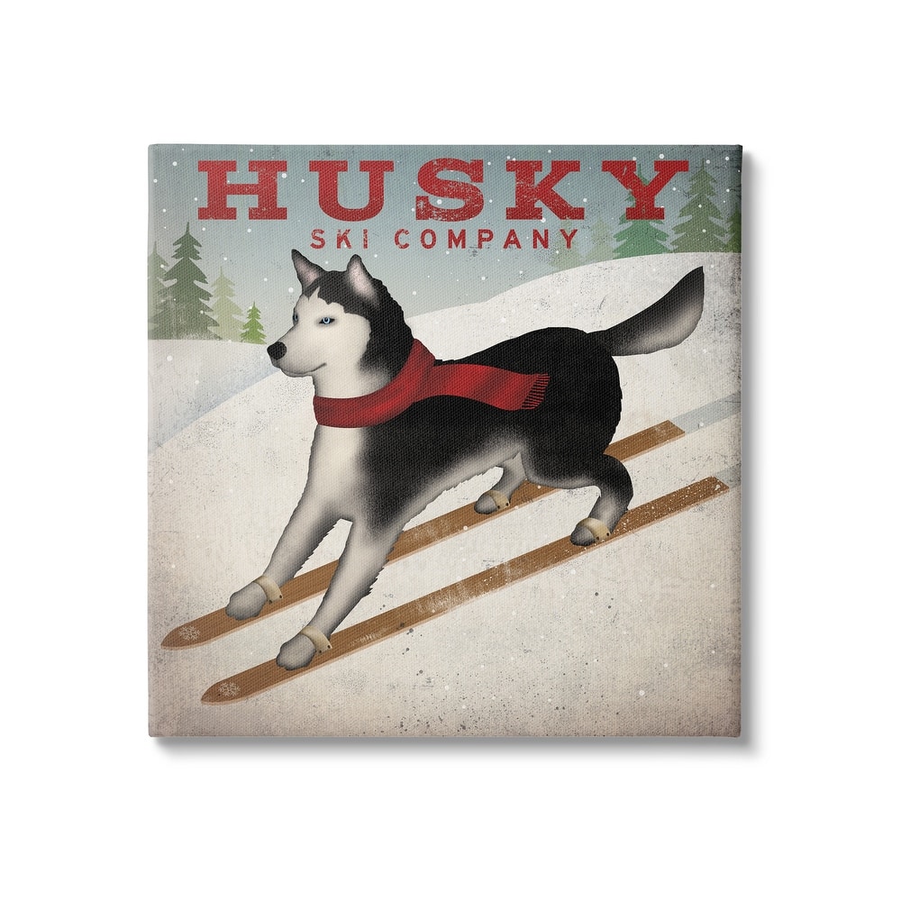 Stupell Husky Ski Company Winter Slopes Dog Stretched Canvas Wall Art, Design by Ryan Fowler