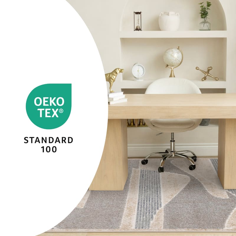 Blue Beige Grey Striped Sandbanks High-Traffic Rug