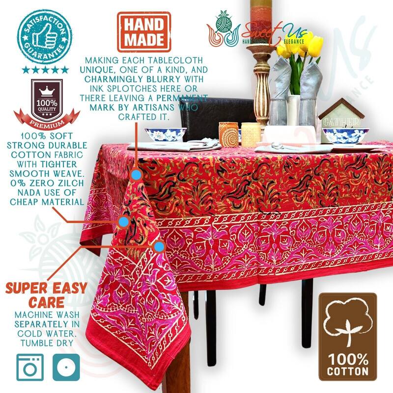 Sanganer Cotton Floral Tablecloth Collection