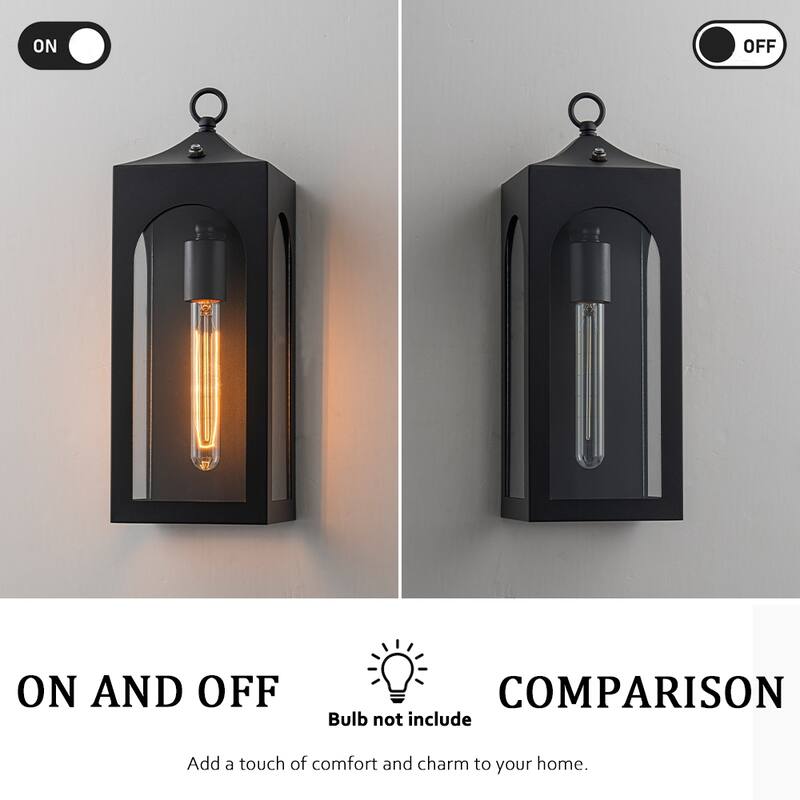 Unique/Statement Dusk to Dawn Outdoor Wall Light with Clear Glass Black Exterior Wall Sconce for Garage(2 Pack)