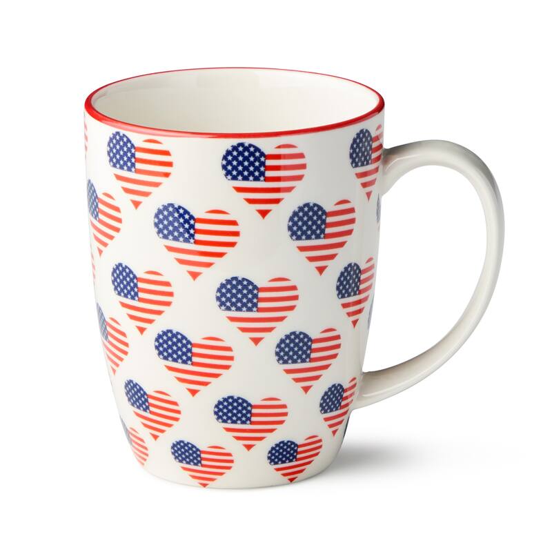 Certified International Patriotic Pad Print 14 oz. Mugs, Set of 6