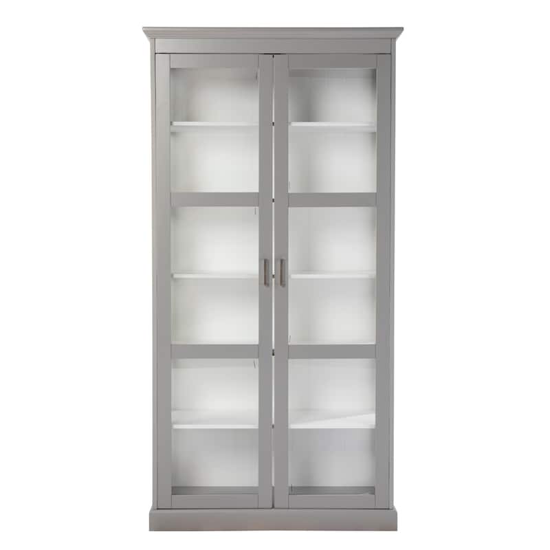 SEI Furniture Barhugh Transitional Gray Wood Curio Cabinet