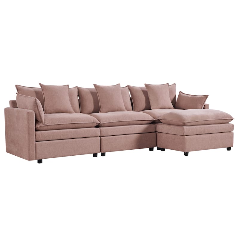 108.66"Chenille L-shaped Sectional Sofa with Convertible Chaise,Comfy Cloud Couch Deep Sectional Sofa with Ottomans