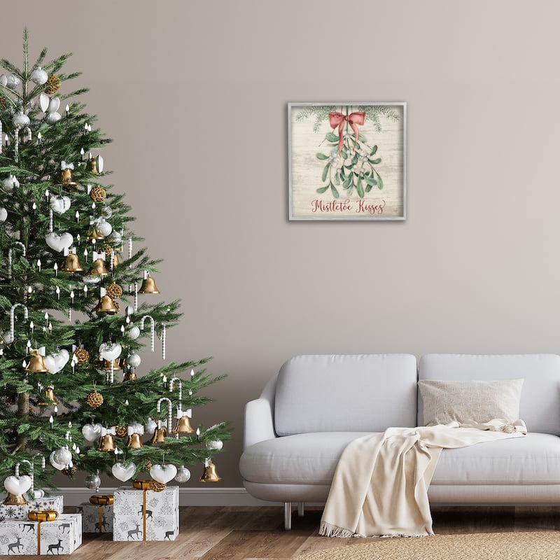 Stupell Rustic Mistletoe Kisses Framed Giclee Art Design By Mollie B.
