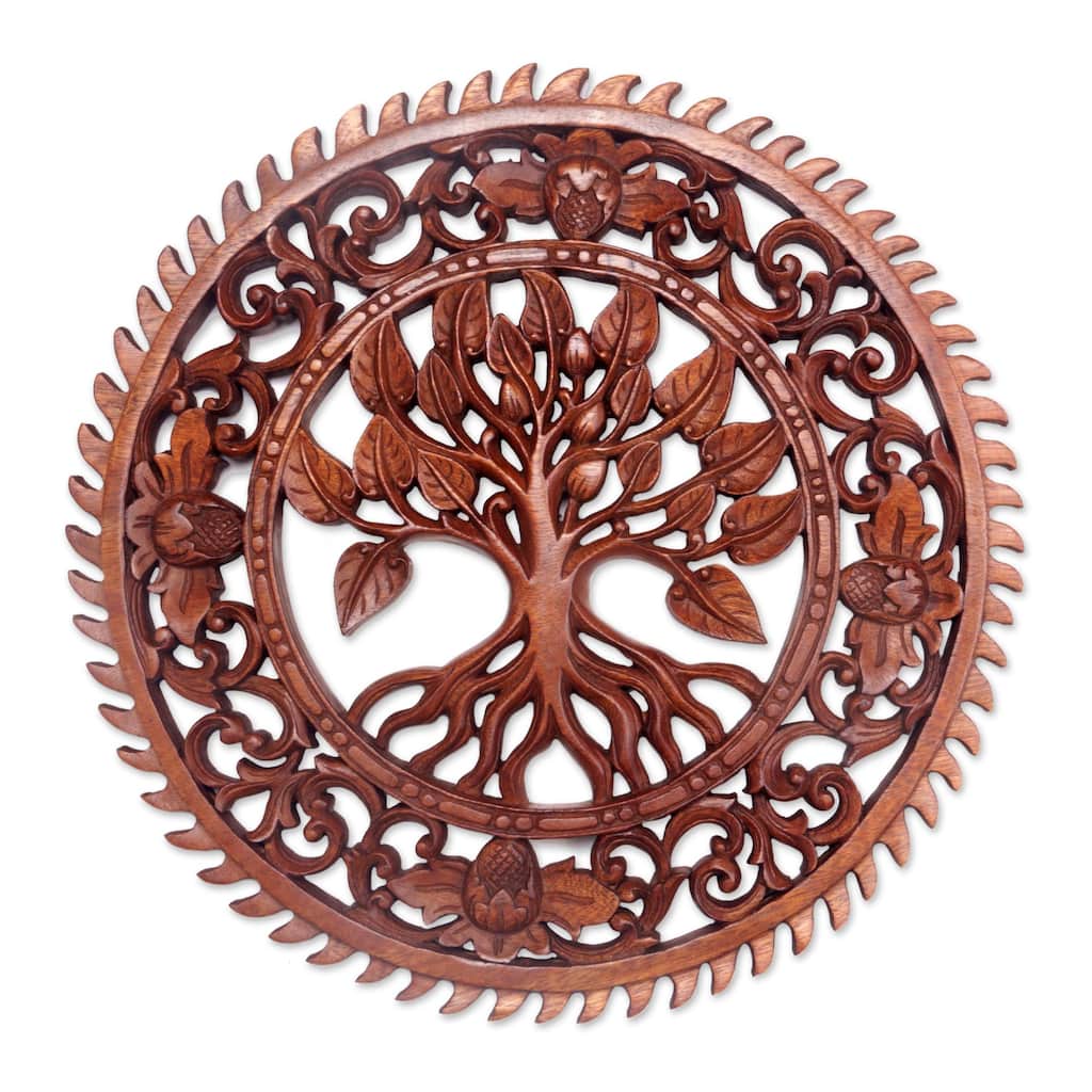 Novica Handmade Tranquility Tree Wood Relief Panel