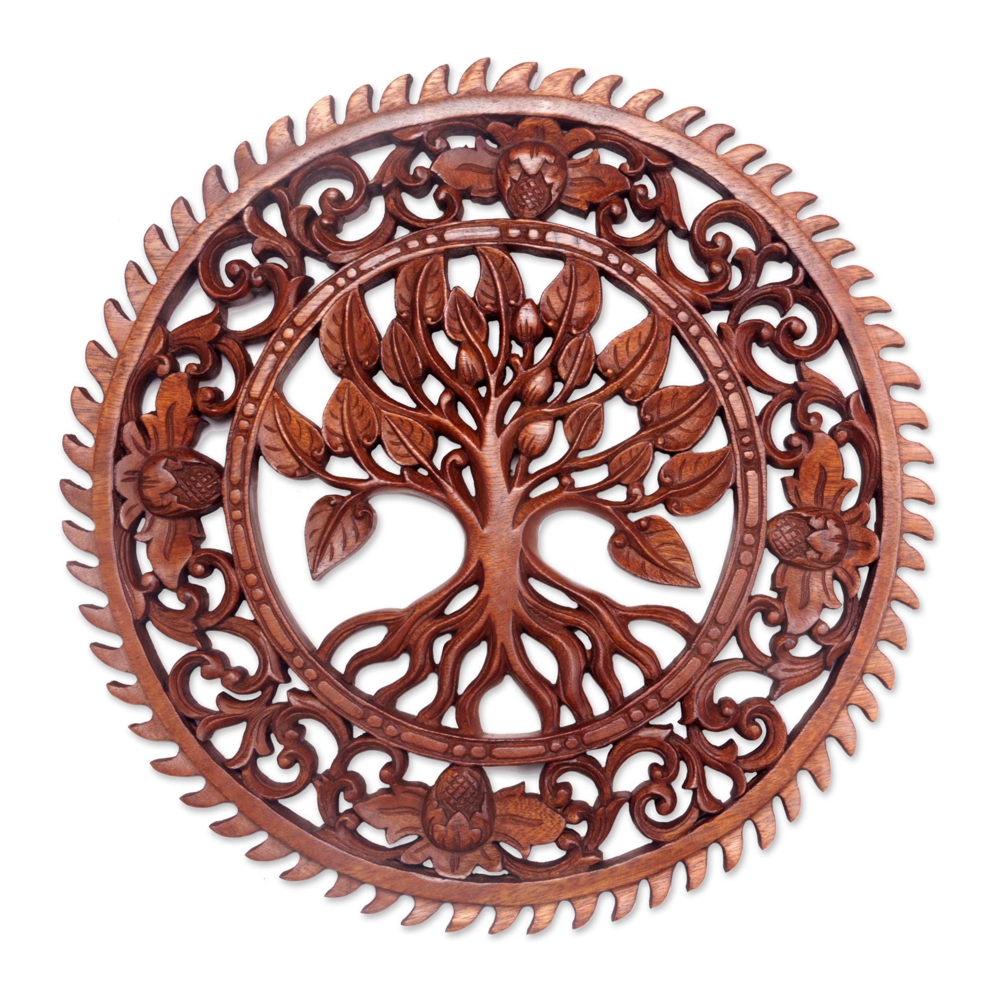 Novica Handmade Tranquility Tree Wood Relief Panel