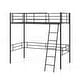 preview thumbnail 1 of 4, Twin Metal Loft Bed Frame w/ Ladder Loft Bed & Safety Guardrails Black