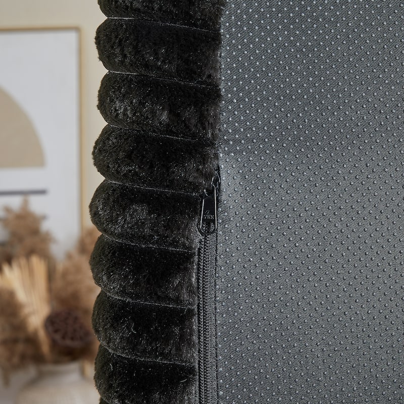 Black Modern 62.5" Corduroy Sponge Sofa Lounge Chair with 2 Pillows for Living Room