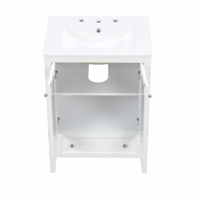 24" Bathroom Vanity with Sink - Cabinet with One Drawer, Doors, Adjustable Shelf