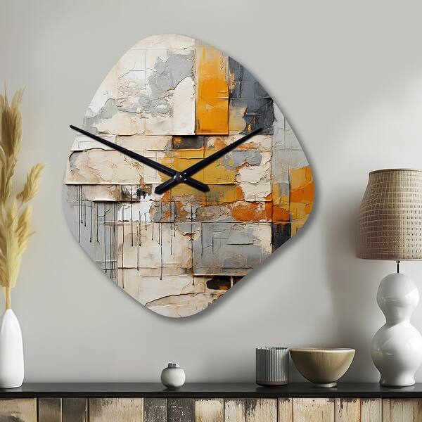 Designart - Abstract Assemblage I - Abstract Collages Large Wall Clock ...