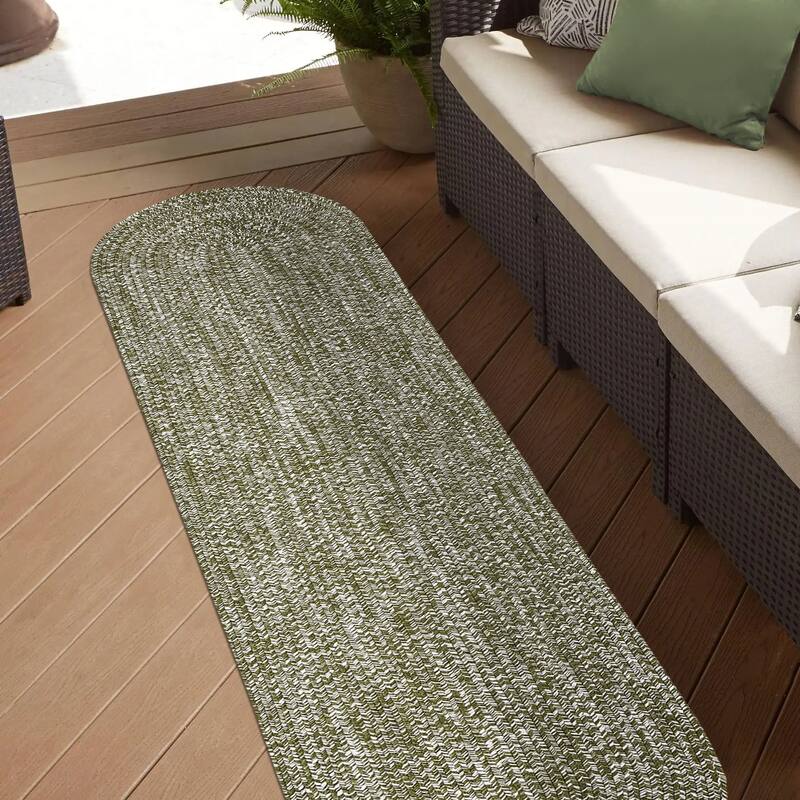 Superior Modern Rustic Bohemian Reversible Multi-Tone Braided Indoor Outdoor Area Rug