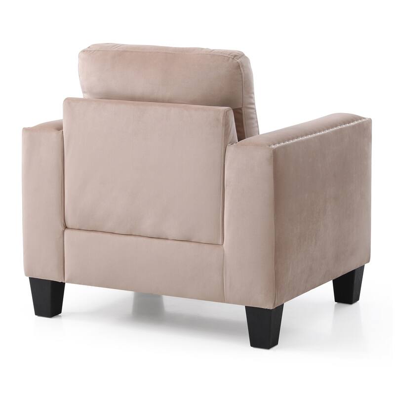 Nailhead Trim Velvet Upholstered Accent Chair - 36" - Beige