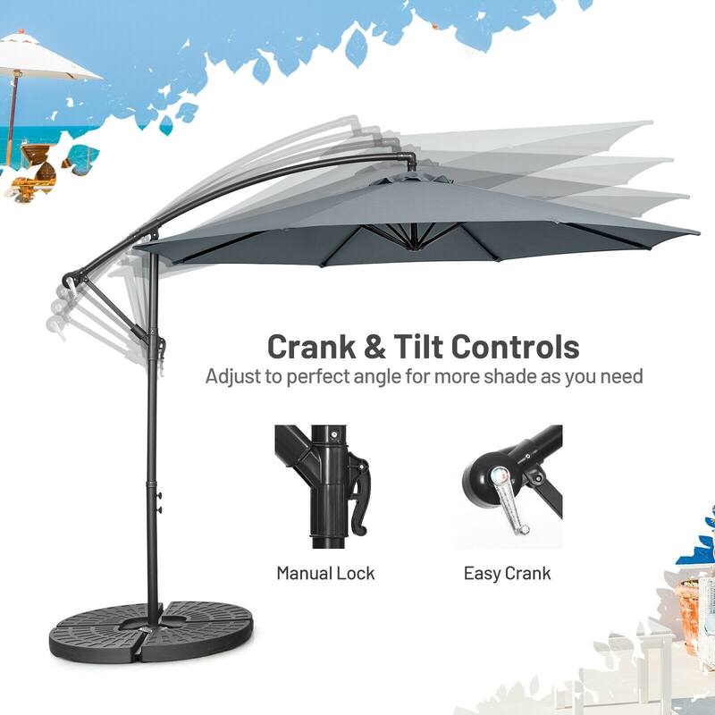 10ft Cantilever Patio Umbrella with Crank and Cross Base