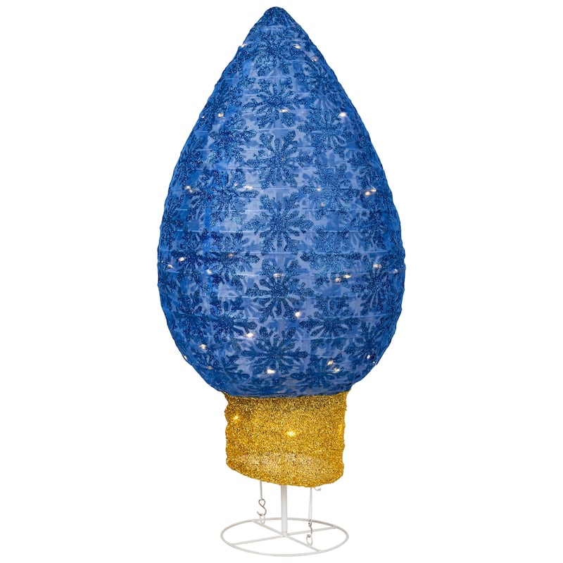 LED Lighted Retro Light Bulb Outdoor Christmas Decoration - 32" - Blue