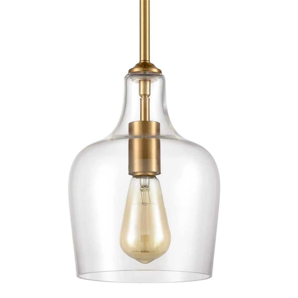 Rieti Modern Rod-Hung Pendant Light w/ Clear Glass Shade, 1-Light