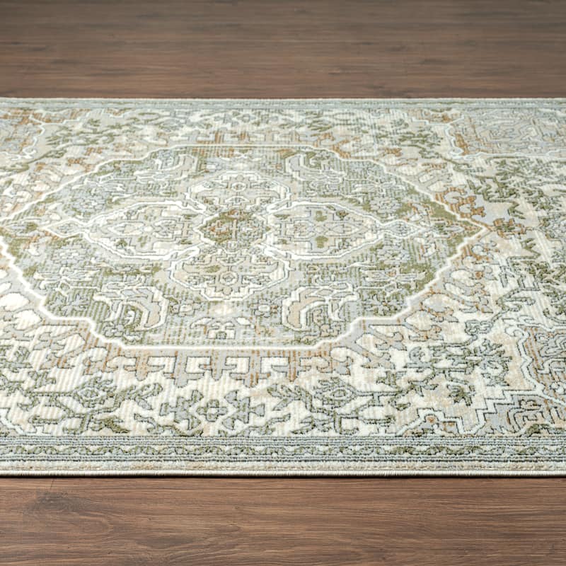 Abani Rugs Savoy SAV160A Green Beige Medallion Area Rug