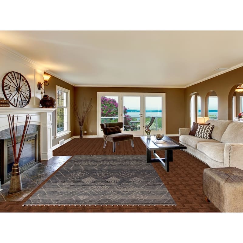 Blue & Gray Moroccan Area Rug Hand-Knotted Wool Carpet - 5'11"x 10'0"