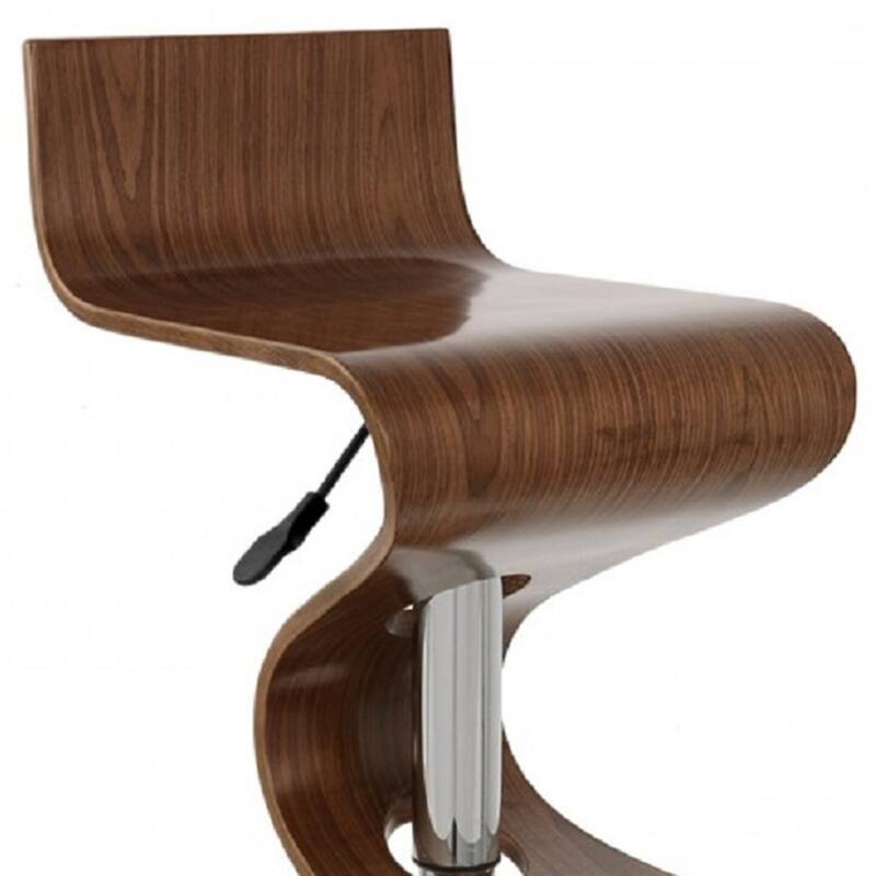Modern Z Shape Bar Stool with 30" Adjustable Hydraulic Height Faux Leather Upholstery and Footrest - 28”H x 17”W x 15”D